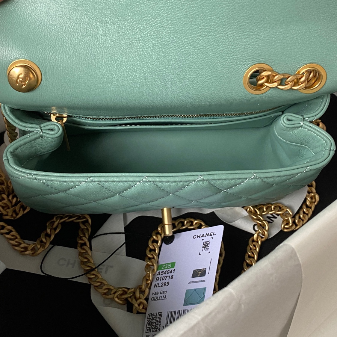 Small Classic Flap Lambskin Bag AS4041 Aqua Green